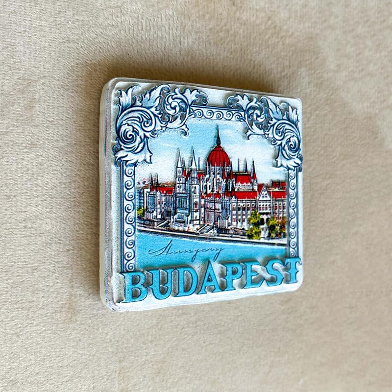 Imán decorativo Budapest Parlamento diseño azul y blanco miniatura 3