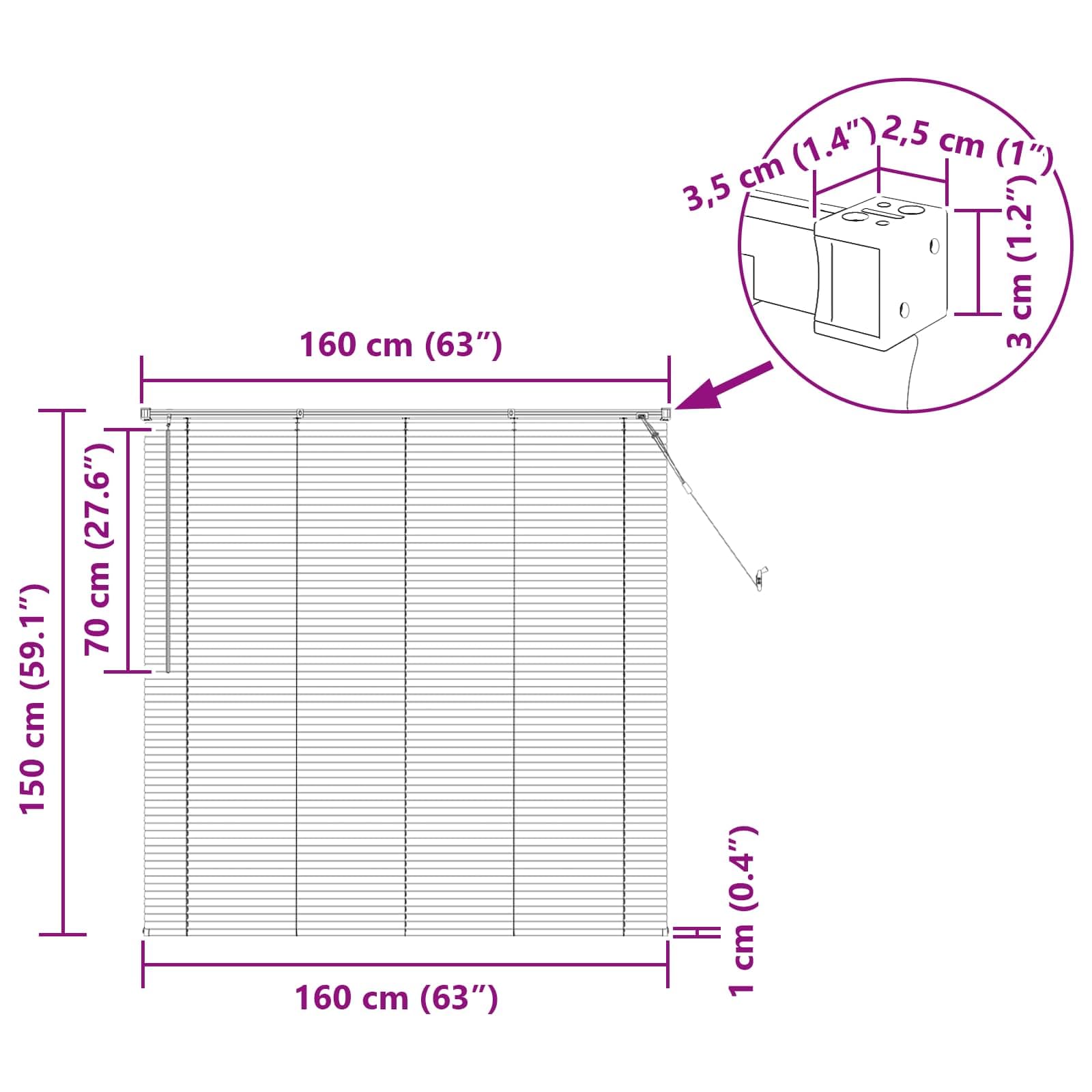 Jalousie, Dunkelbraun, 160 x 150 cm, PVC | Inklusive Drehstange, Sicherheitsclip, komplettes Montageset, einfache Pflege mit feuchtem Tuch
