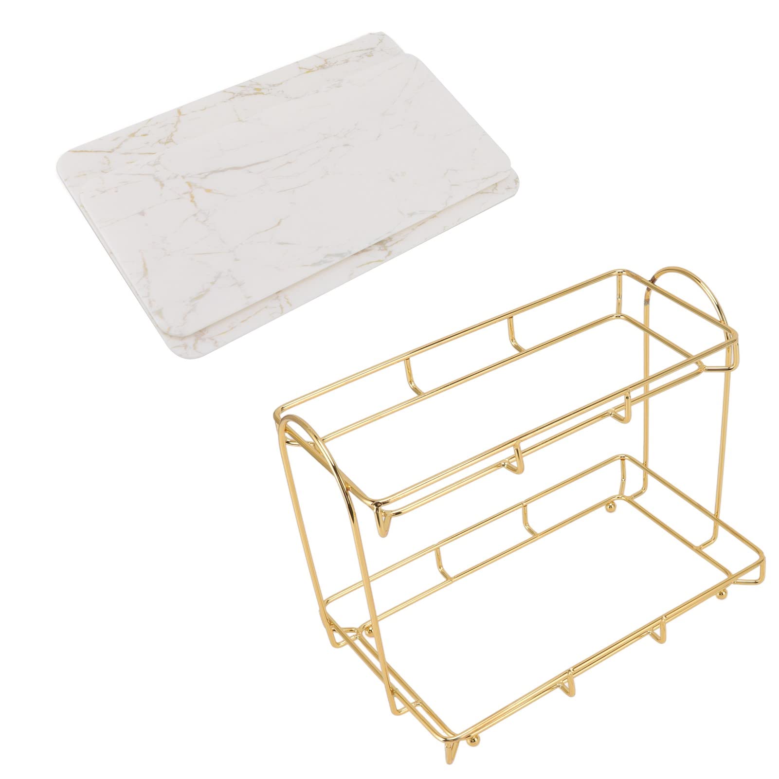Elegante Estante de Almacenamiento de Baño con Diseño Antideslizante: Estante de Maquillaje de 2 Niveles Dorado y para Organización Versátil | Organizador de Contador de Hierro para (L)