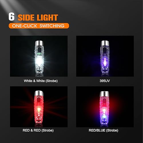 Miniatura 5 de S12Plus - Linterna con llavero de 610 lúmenes altos, linterna de bolsillo EDC de alto lúmenes, mini linterna LED recargable USB C, linterna pequeña