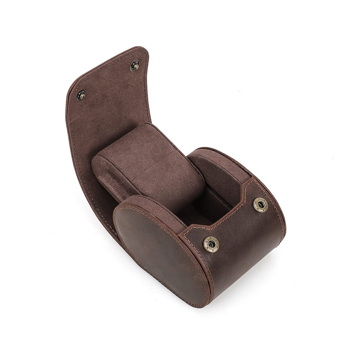 NFBCXUTKW Hiram Watch Travel Case for 1 Watch Handmade Genuine Leather Watch Storage Box Removable Cushion Slot Mounting Design Portable Watches Travel Organizer
