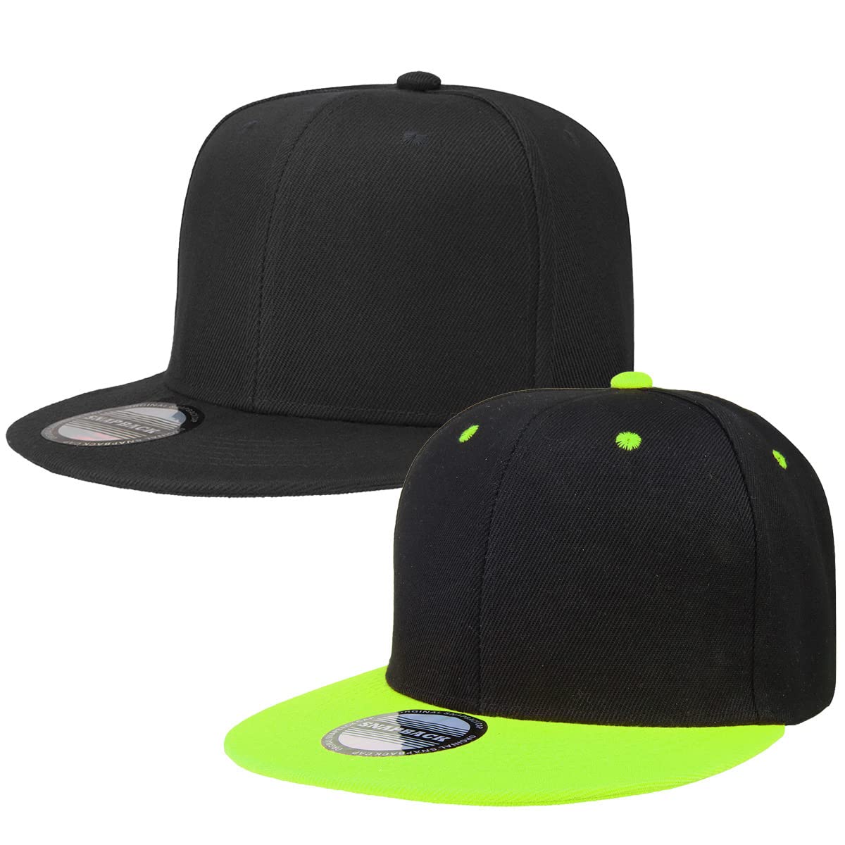 FalariClassic Snapback Hat Cap Hip Hop Style Flat Bill Blank Solid Color Adjustable Size