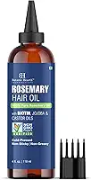 Botanic Hearth Óleo de alecrim 100% puro para crescimento do cabelo | Infundido com biotina, jojoba e óleo de rícino | Óleo de cabelo repara cabelos secos danificados, fortalecedor, mais saudável