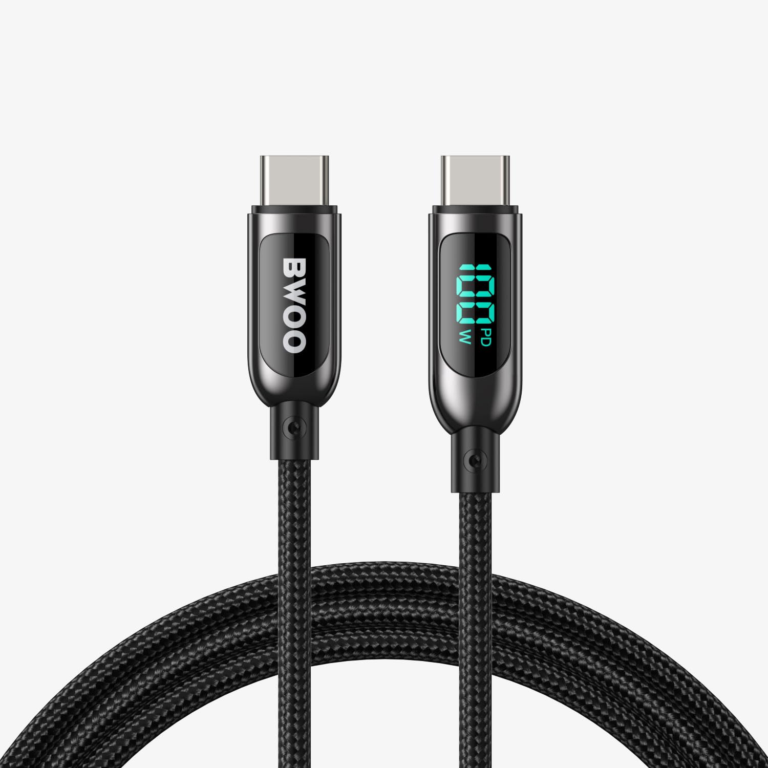 Bwoo X275 100W Super Fast charging type C to type C data cable with Real time Digital Power Display, Automated power adjustment USB Cable