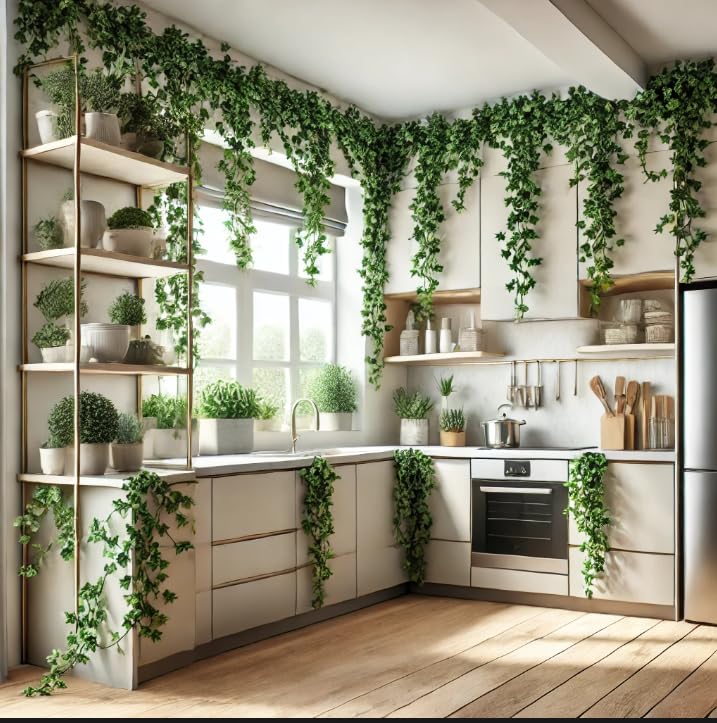 Confezione da 12 fili di edera artificiale da appendere per camera da letto, foglie di vite da parete, foglie di edera finta, decorazione da parete, decorazione per la casa, piante da