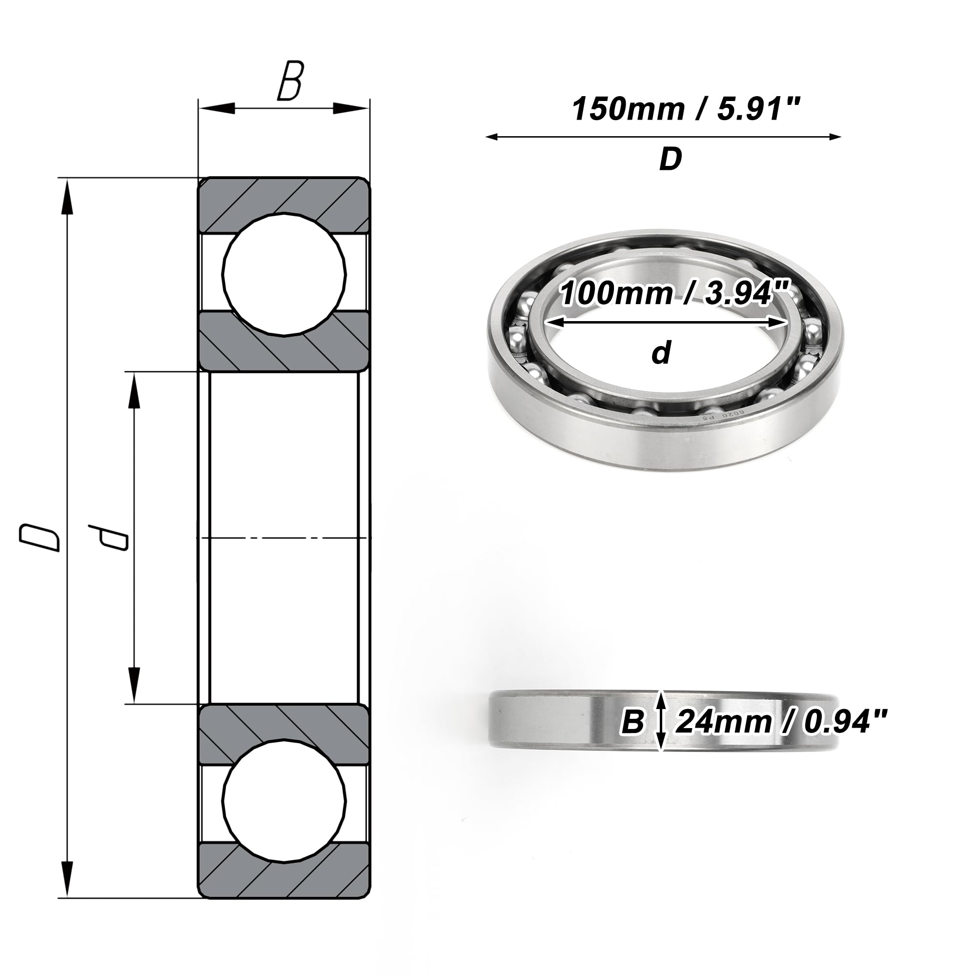 A ABSOPRO Roulements A Billes A Gorge Profonde Lubrifiés P5 Ouvert 1Pc