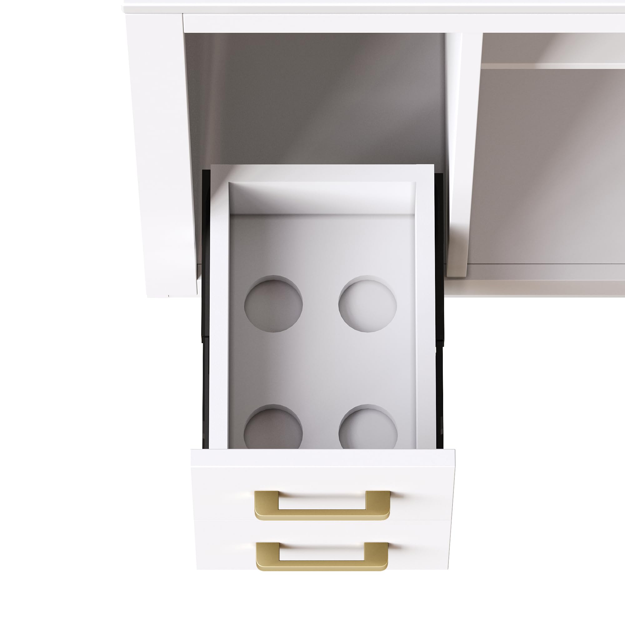 Mobile sottolavabo, 76,5 × 46,5 × 84,5 cm con 3 cassetti e ripiano laterale, armadio da bagno con molto spazio, cerniere e piscine in ceramica, colore: bianco