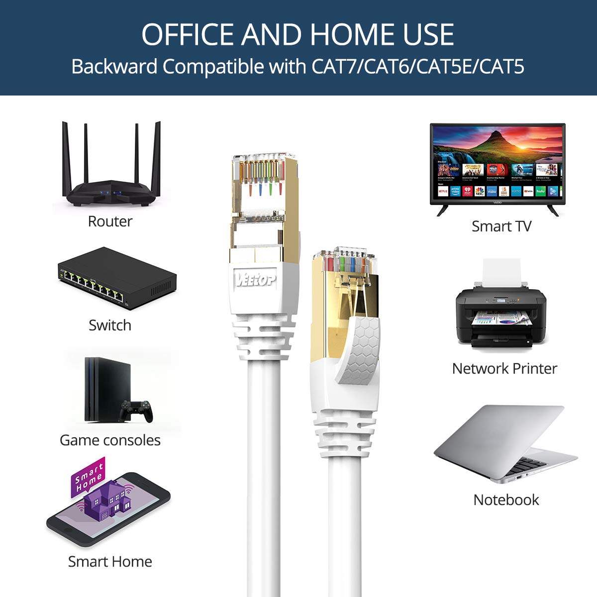 🛒 Flash Sale Veetop 1m/3ft CAT8 Ethernet Cable 40Gbps 2000Mhz High Speed Gigabit SFTP LAN Network Internet Cables with RJ45 Gold Plated Connector for Use of Smart Office Smart Home System Black Friday - 40% OFF Veetop 1m/3ft CAT8 Ethernet Cable 40Gbps 2000Mhz High Speed Gigabit SFTP LAN Network Internet Cables with RJ45 Gold Plated Connector for Use of Smart Office Smart Home System