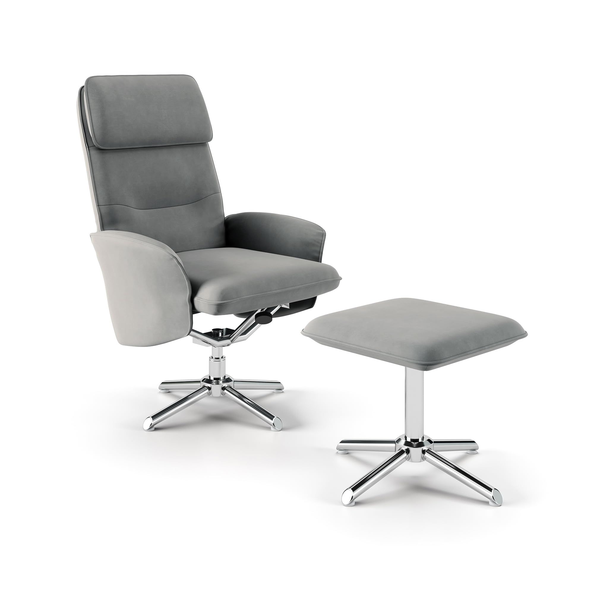B&Q -  Dorel Home Belding Recliner And Stool In Pu Grey