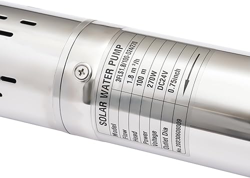 Miniatura 6 de Bomba sumergible solar de pozo profundo de 3 pulgadas, 24 V, 270 W, bomba de agua solar sumergible de acero inoxidable para riego agrícola + kit de