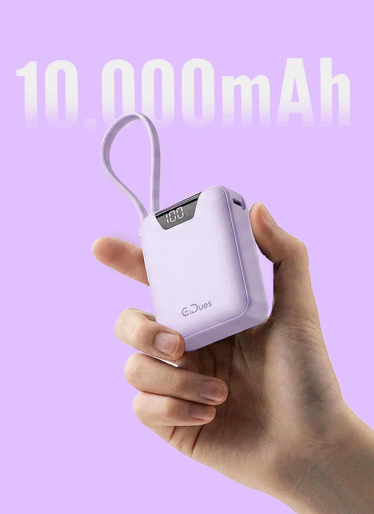 Cargador portátil con cable integrado, batería externa ultracompacta de 10000 mAh, carga rápida PD de 22.5 W, salida triple, Tpye-C, batería externa de tamaño pequeño para iPhone, Samsung