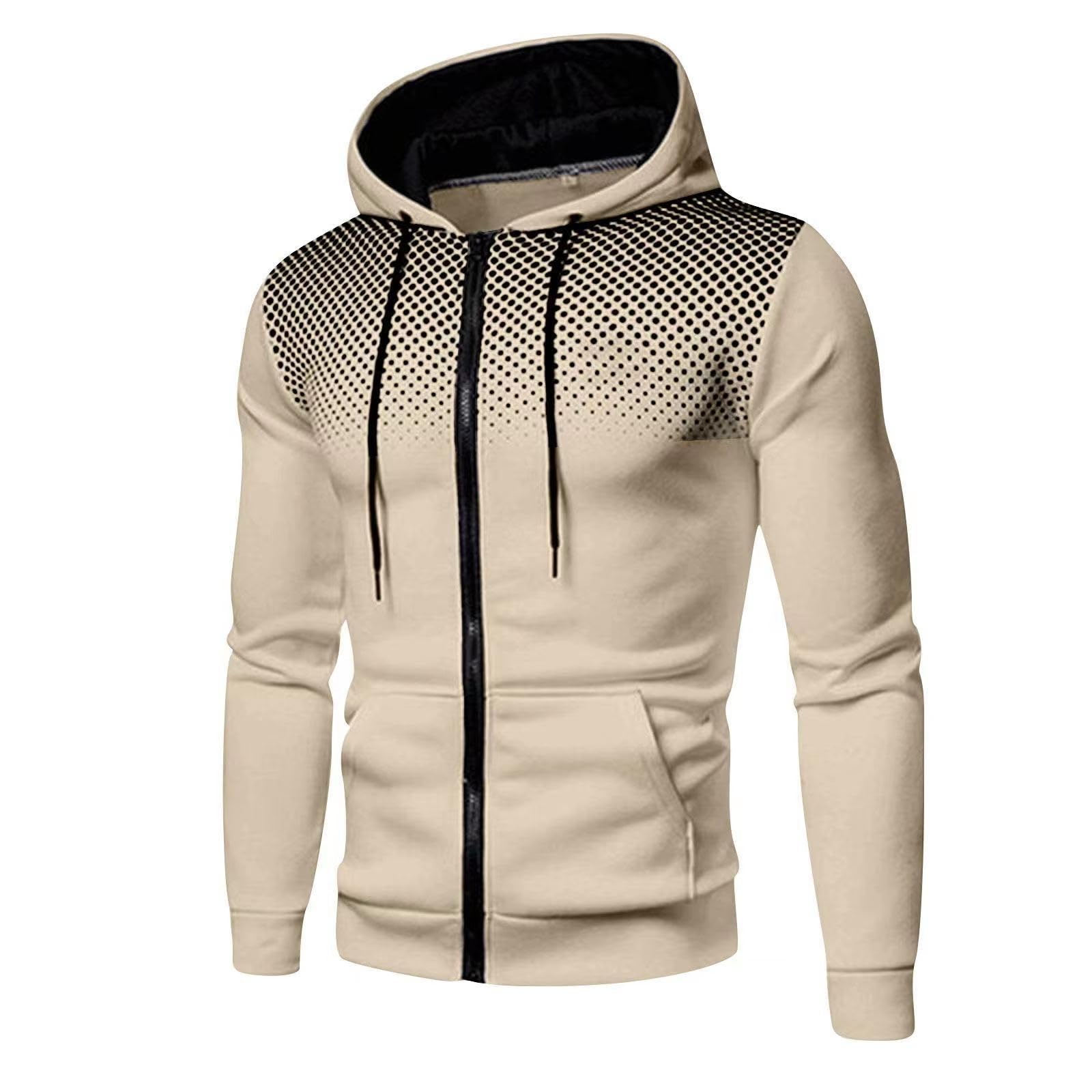 Męska sportowa bluza z kapturem z zamkiem błyskawicznym Slim Fit z długim rękawem
