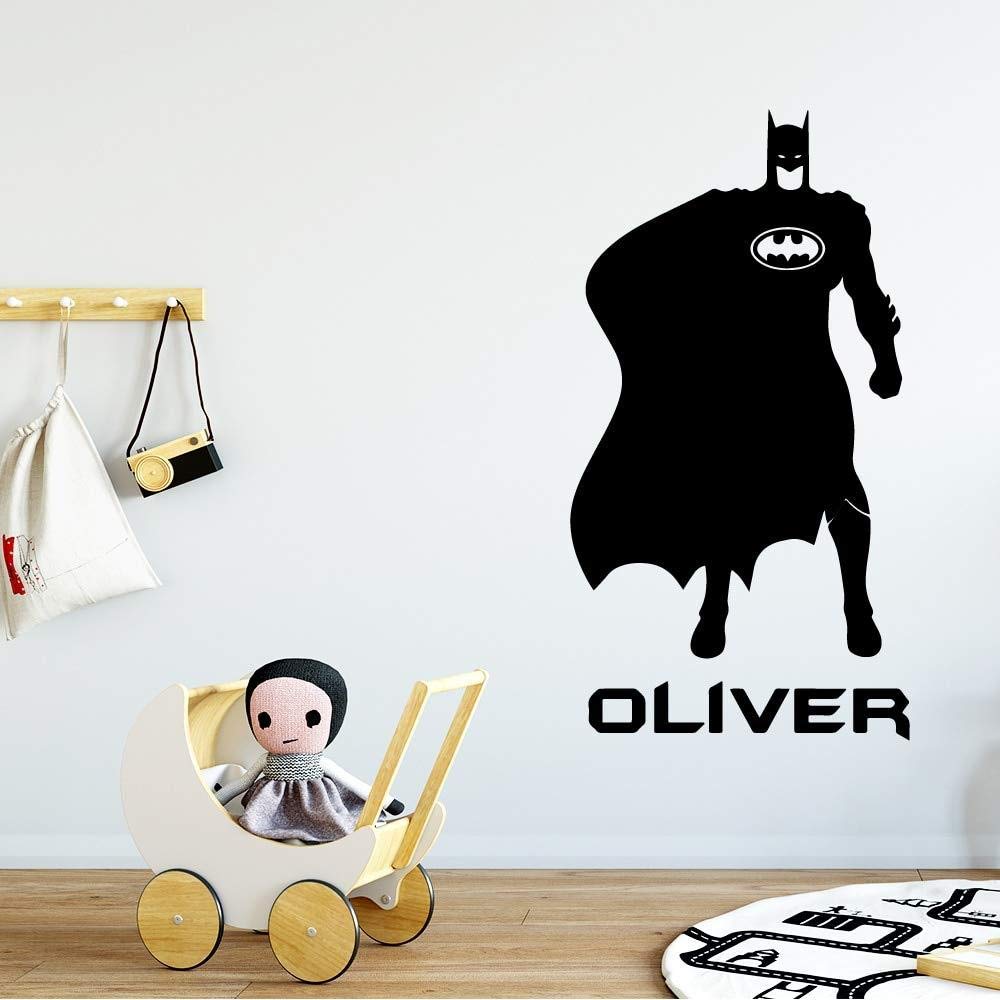 RZDY Cute bat custom name cartoon wall stickers mural art nursery bedroom decoration vinyl art decal-42X78CM