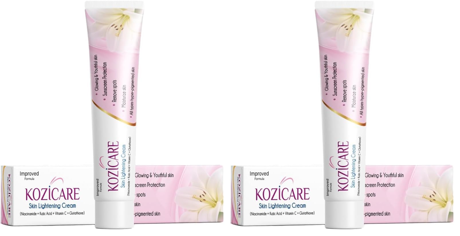 Kozicare Skin Lightening Non-Sticky Cream Lotion | Enriched with 3% Kojic Acid, 1% Alpha Arbutin, 1% Glutathione, 2% Niacinamide, 2% Vitamin C | Best for Melasma, Pigmentation, Dark/Age Spots, Uneven Skin Shade - 15gm (New Formula)