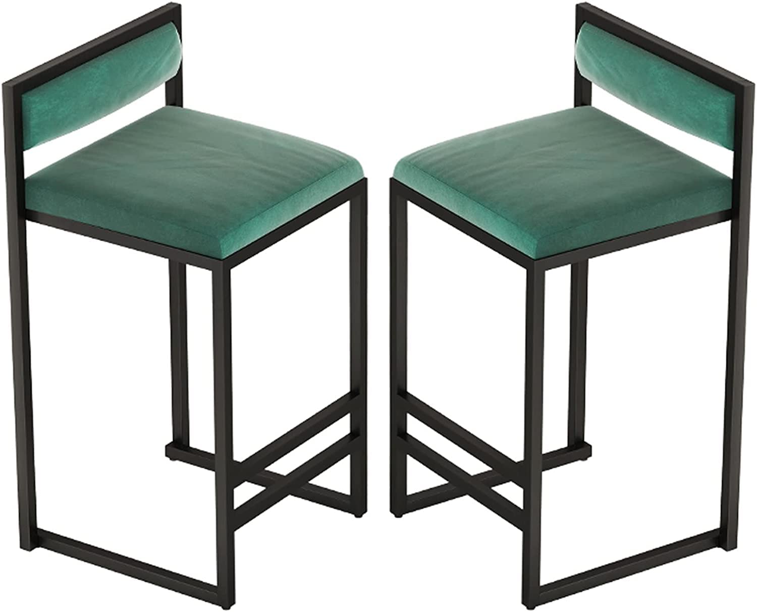 INDIAN DECOR 94810 Dining Chair Counter Height Set of 2, Seat Bar Stools with Backrest and Footrest, Square Bar Chair for Kitchen, Bistro Pub, Dining Room (Color : 2Pcs, Size : Height 70cm)-image-10