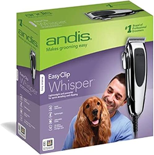 Andis 23585 EasyClip Whisper - Kit de cortaúñas de 12 piezas ajustable aseo de mascotas PM-4
