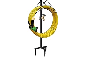 Outdoor Hose Holder Stand with Brass Spigot Faucet