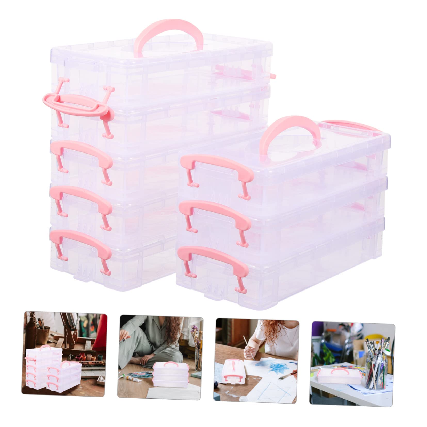 Astuccio Portapenne in Plastica per Studenti, 8 Confezioni Impilabili