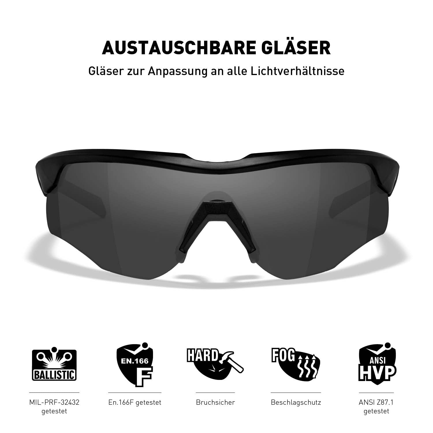 Wiley X │ WX Rogue Comm | Sonnenbrille Herren | Schutzbrille │ Taktische Militärische MTB Brille Laufbrille Radfahren Fahrt Wandern Fischen Outdoor-Aktivitäten Airsoft | 100% UVA/UVB-Schutz