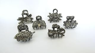 Small dark silver metal hair claw clip with crystals stocking stuffer gifts (Pattern: 6)