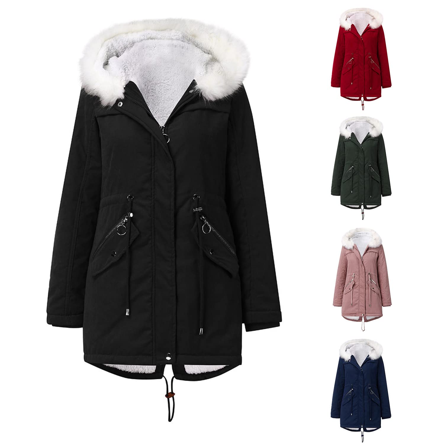 JMKEY Parka chaude pour femme - Veste de ski imperméable à capuche - Manteau d'hiver et de neige