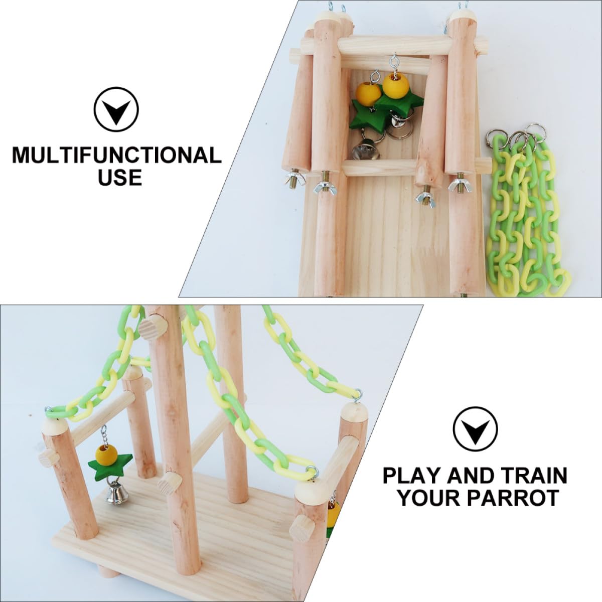 BESPORTBLE 2 Set Giocattolo Pappagallo Giocattolo Per Uccelli Con Scala Di Corda Giocattoli Scala Per Uccelli Animale Domestico Calopsitta Forniture Di Pappagalli Portatile Bambino Di Legno
