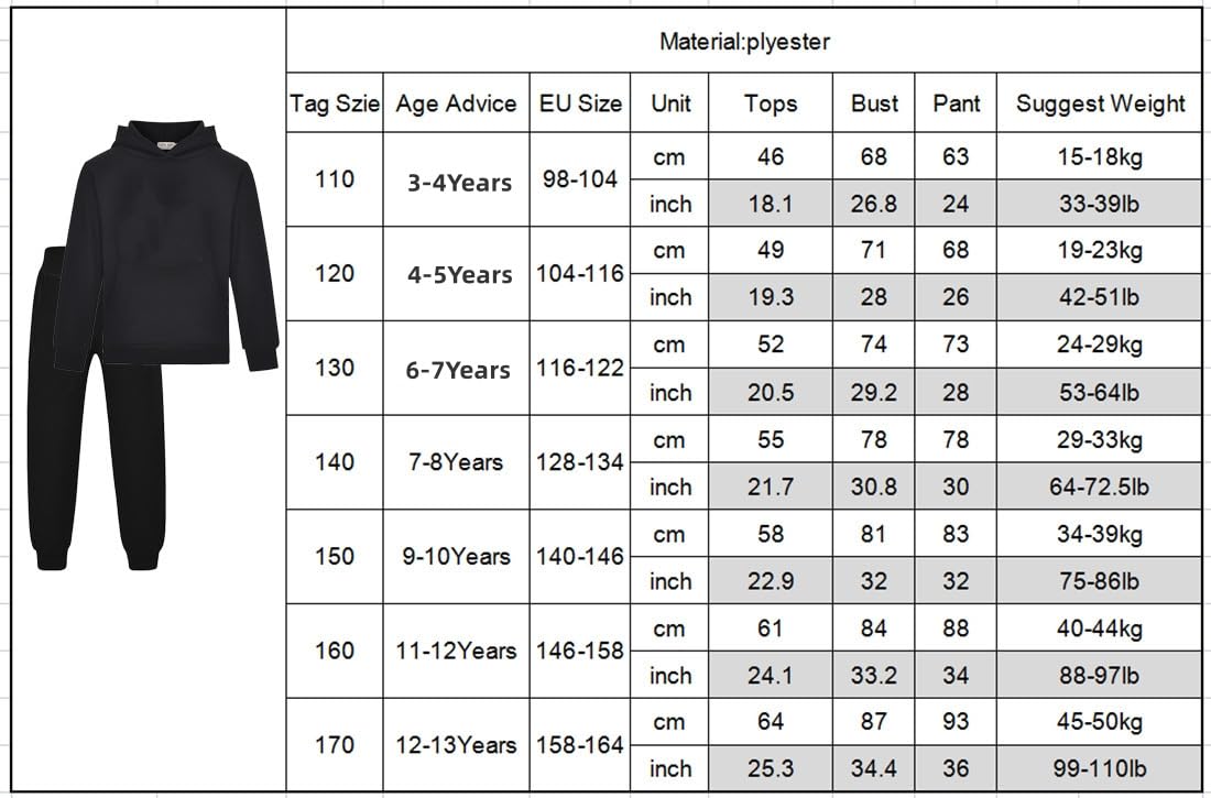 Survêtement pour enfants à capuche et pantalon de jogging 2 pièces pour garçons et filles - Imprimé football décontracté - Ensemble sweat à capuche et pantalon de jogging - 4 à 13 ans