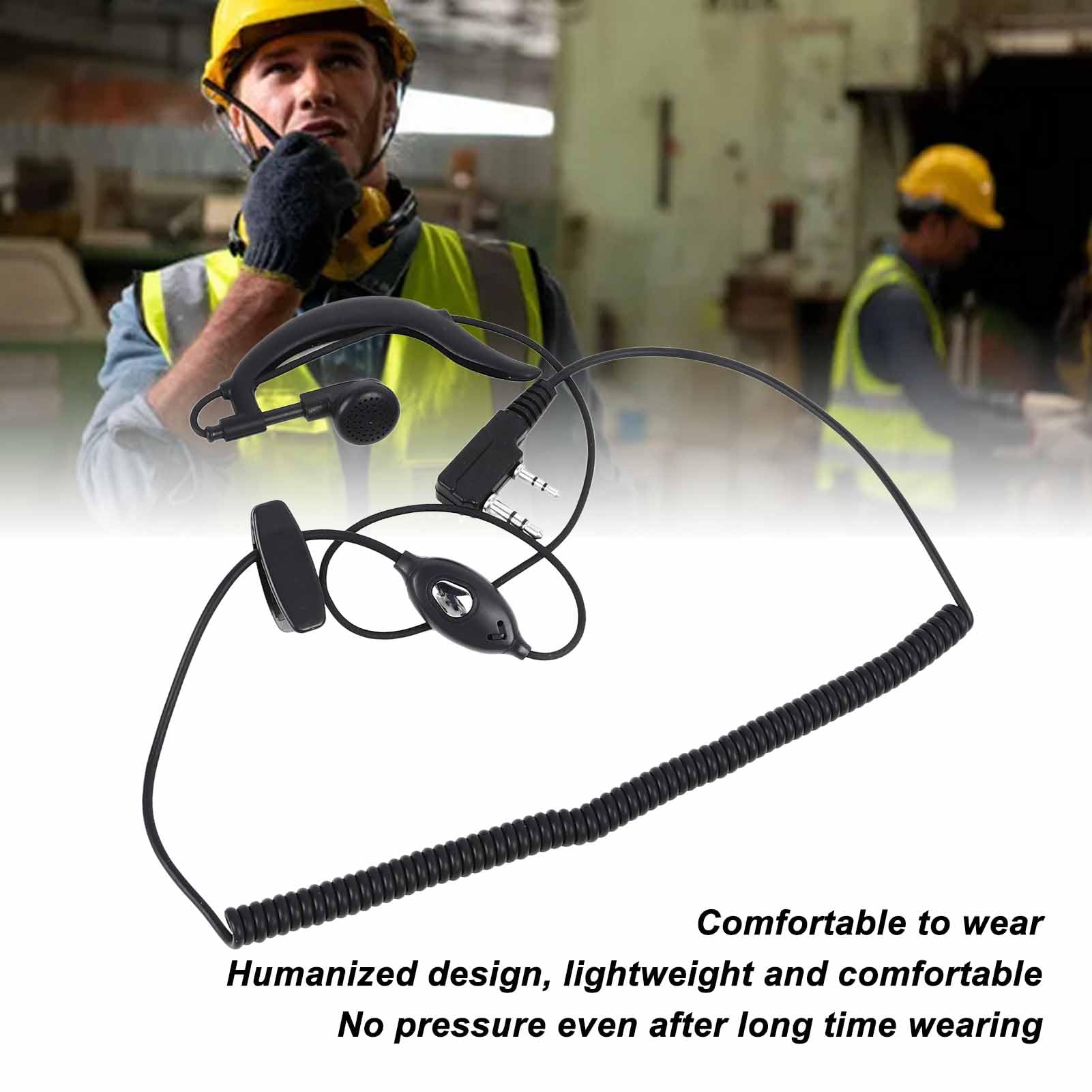 5pcs Walkie Talkie Headset with HiFi Sound, Noise Reduction, Adjustable 2 Pin Earpiece for Walkie Talkie, Professional K Head, Hanging Ear Design, Strong Compatibility