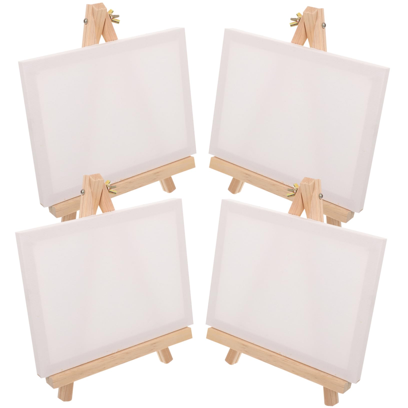 Anneome 4sätze Mini-staffelei aus Holz mit Leinwand für Malen und Präsentation Quadratische Form Unbemalte Leinwand für Öl und Aquarellmalerei für DIY und Kreative Projekte