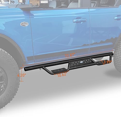 Miniatura 5 de u-Box Bronco - Estribo de acero con escalón lateral caído compatible con Ford Bronco 2021 2022 2023 2024 4 puertas antideslizantes (excluyendo el