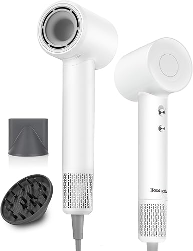 Miniatura 1 de Secador de pelo, secador de pelo iónico con difusor, secador de pelo pequeño de bajo ruido sin escobillas de alta velocidad, diseño