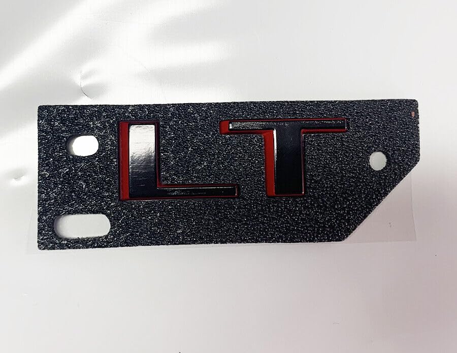 Image of Pair Set 19-21 LT Letter Logo Emblem Badge Compatible for Silverado 1500 Tailgate Z71 4x4 (Red Black)