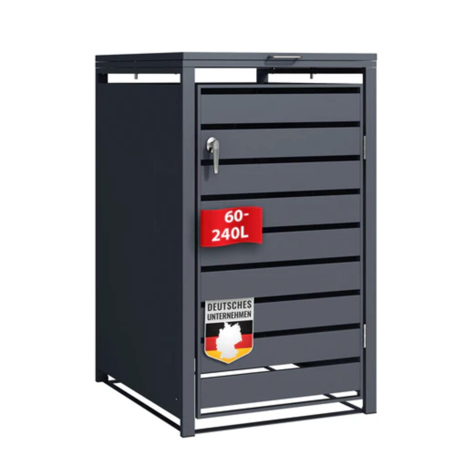 Floordirekt Mülltonnenbox 1er Mülltonne für 60-240 L - Anthrazit - inkl. Erweiterungsmöglichkeit - Mülltonnenverkleidung, 1 Tonne, Garten Müllhaus, Müllbox, Magnus