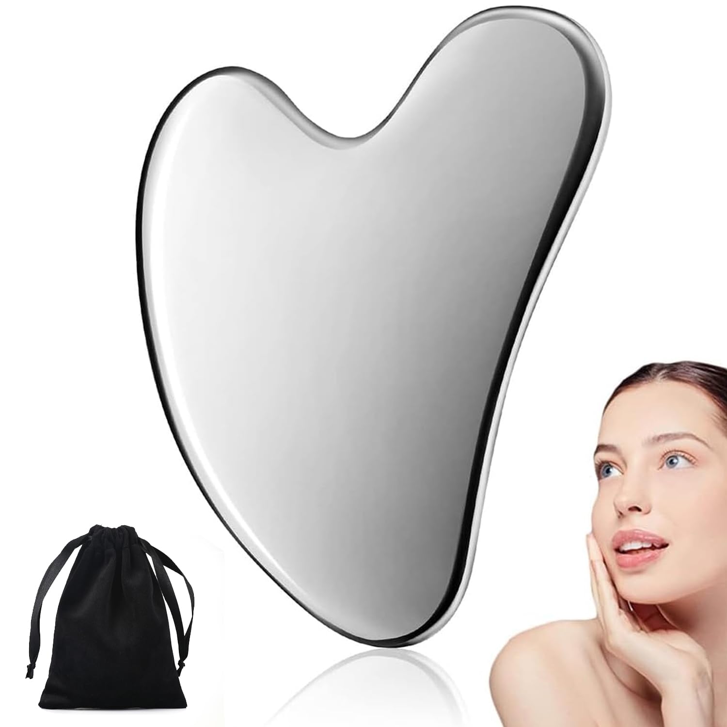 Imagen del producto: Gua Sha de acero inoxidable — Herramienta de masaje facial y corporal