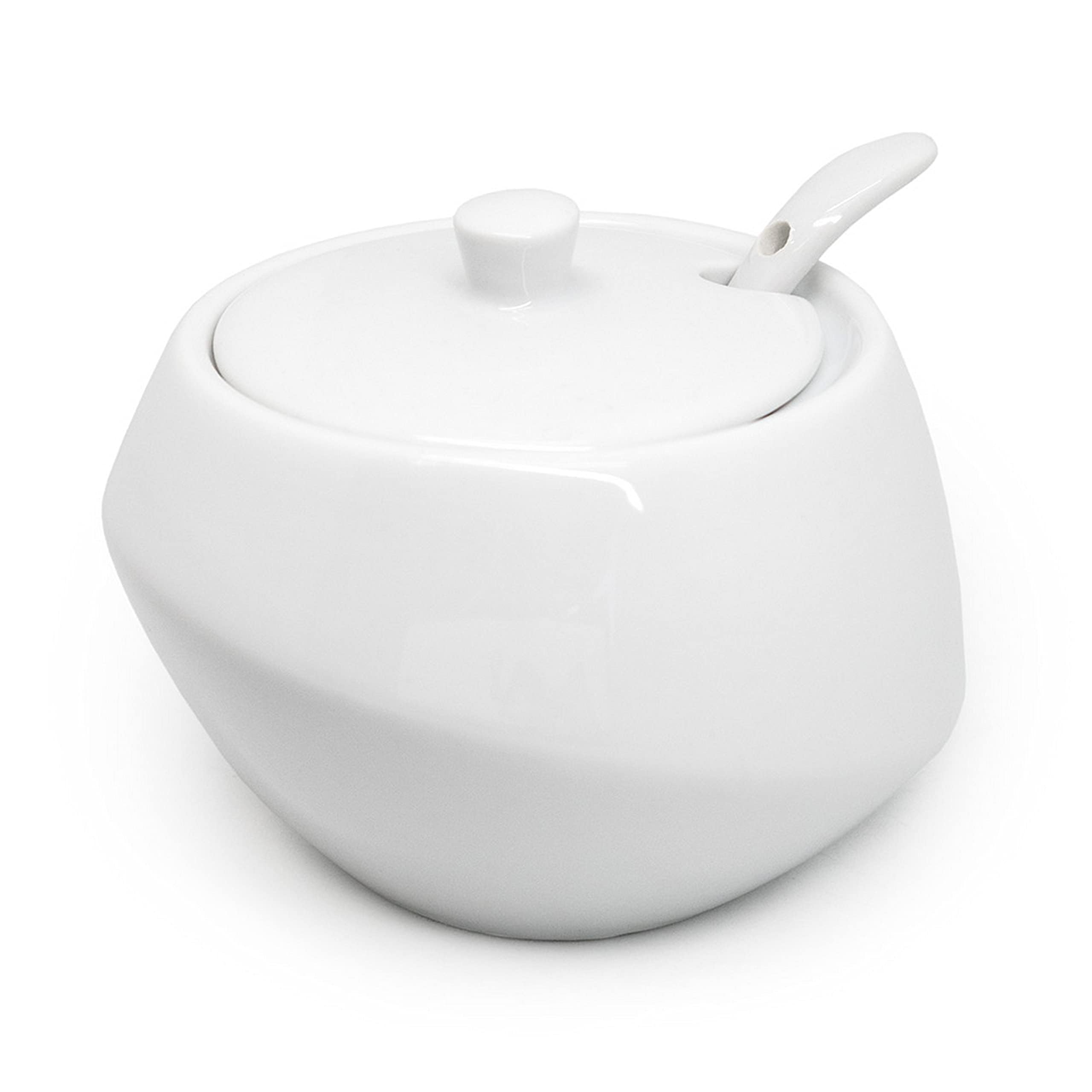 NERTHUS Porcelain Salt Shaker with Wooden Lid and Spoon, White