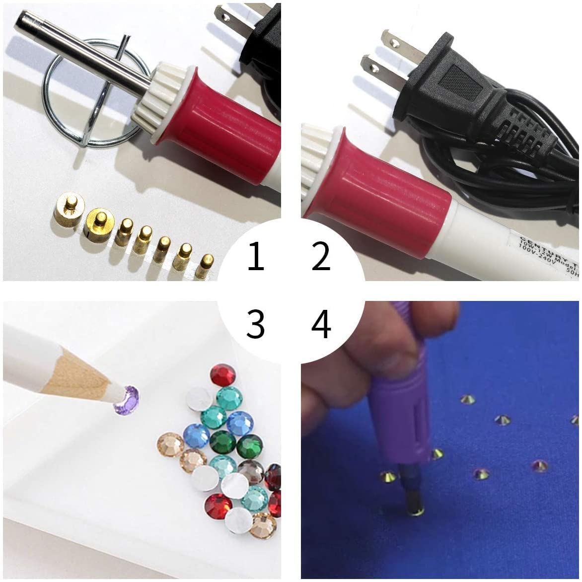 Bacchetta Riscaldamento Strass Applicatore Strass Hot-Fix - Con 7 Punte