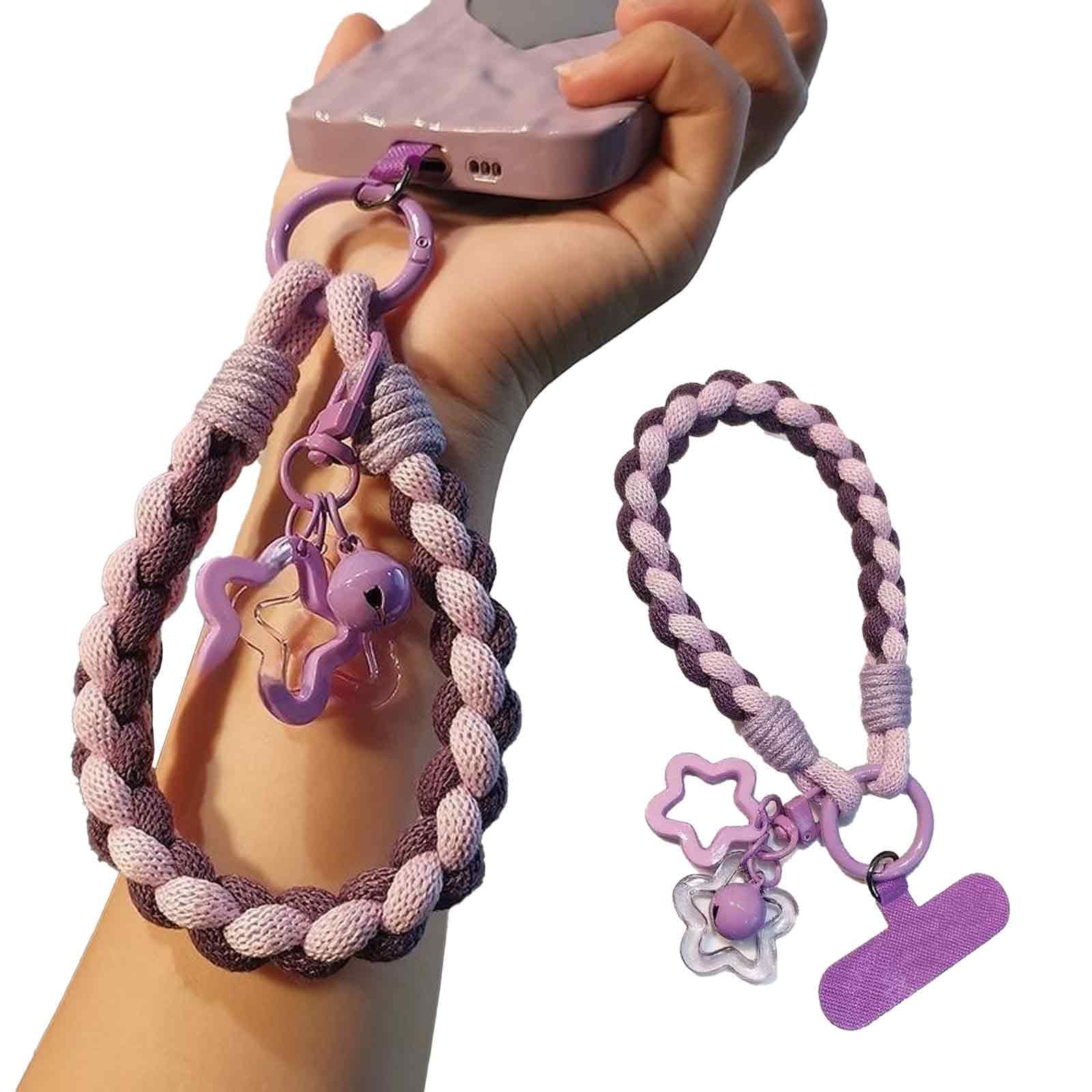 1 Phone Lanyard, Star Bell Mobile Phone Strap, Wrist Strap for Girls Phone Accessories (Purple)-image-14