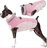 Vista 40 de Lelepet Abrigo cálido para perro, abrigo de invierno para perro, chaqueta impermeable para perros con arnés integrado reflectante para mascotas