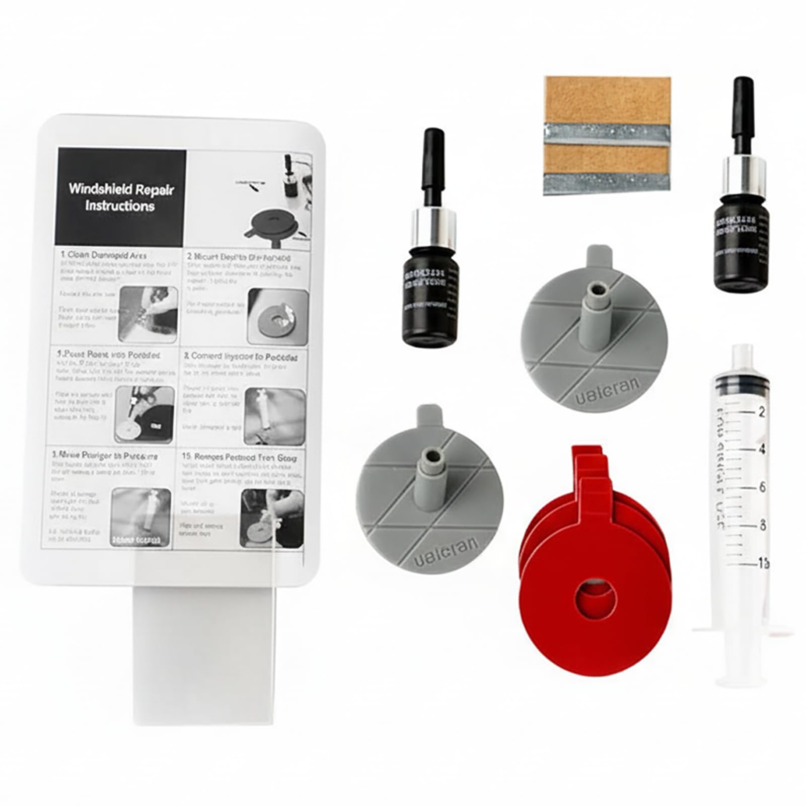 Fast Repair DIY Car Windshield Repair Kit - Fixes Auto Glass Windshield Crack, Chip, and Scratch - Suitable for Bulls Eyes, Star, Half Moon, and Long Crack Combination Repairs