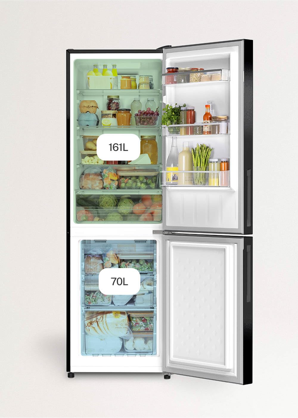 CREATE / FRIDGE STUDIO COMBI 231 / Frigorífico combi 231L negro / 54 x 57.6 x 170 cm/No frost. modo vacaciones. tratamiento antibacteriano. touch electronic. 93W