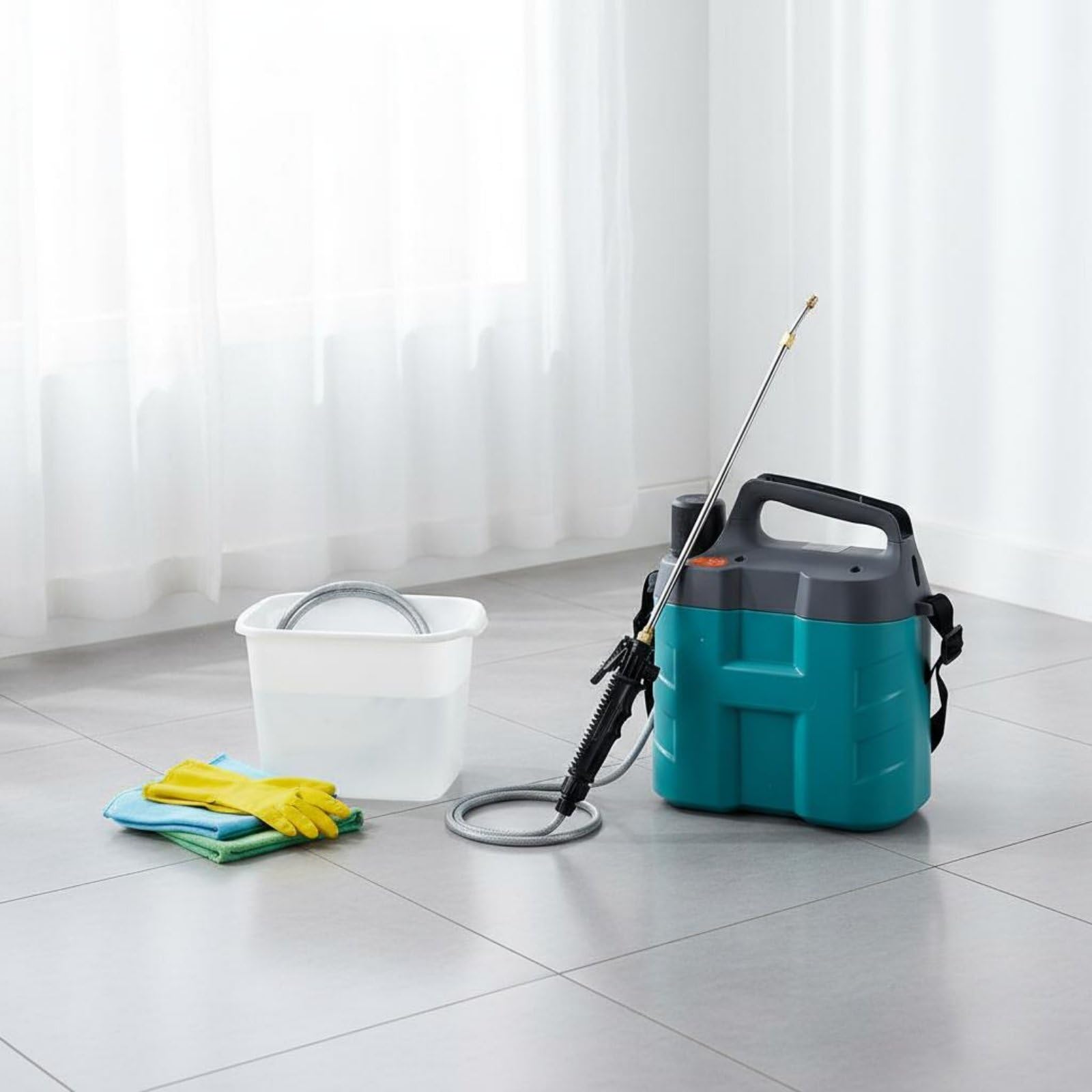 Gralara Spruzzatore Elettrico Tracolla Larga Pompa Irroratrice a Batteria Involucro Impermeabile Nebulizzatore da Giardino a Spalla per Giardinieri, Serra, 5L, Asta Acciaio Inox