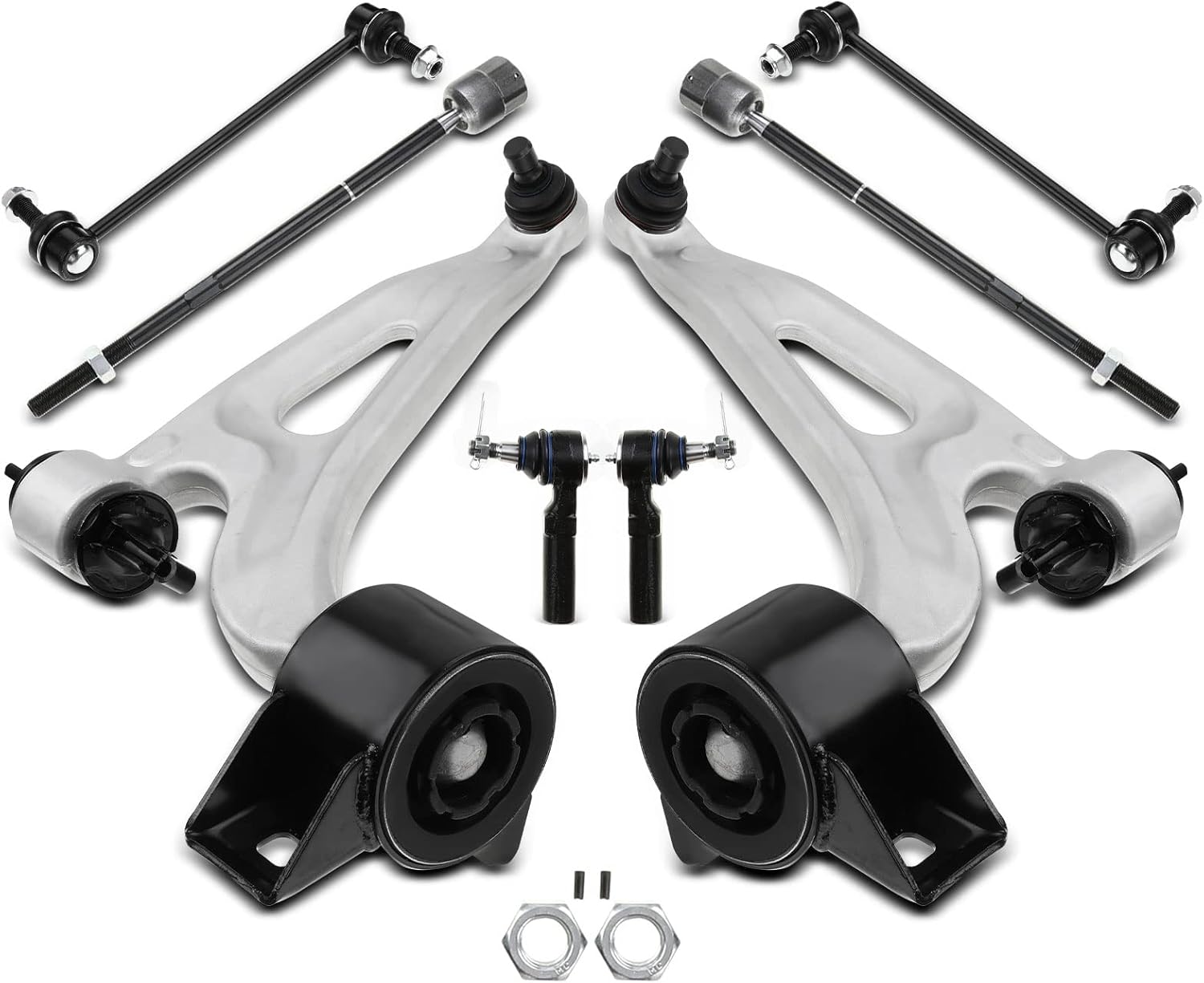 APremium Set of 8, Front Lower Control Arm, Sway Bar Link