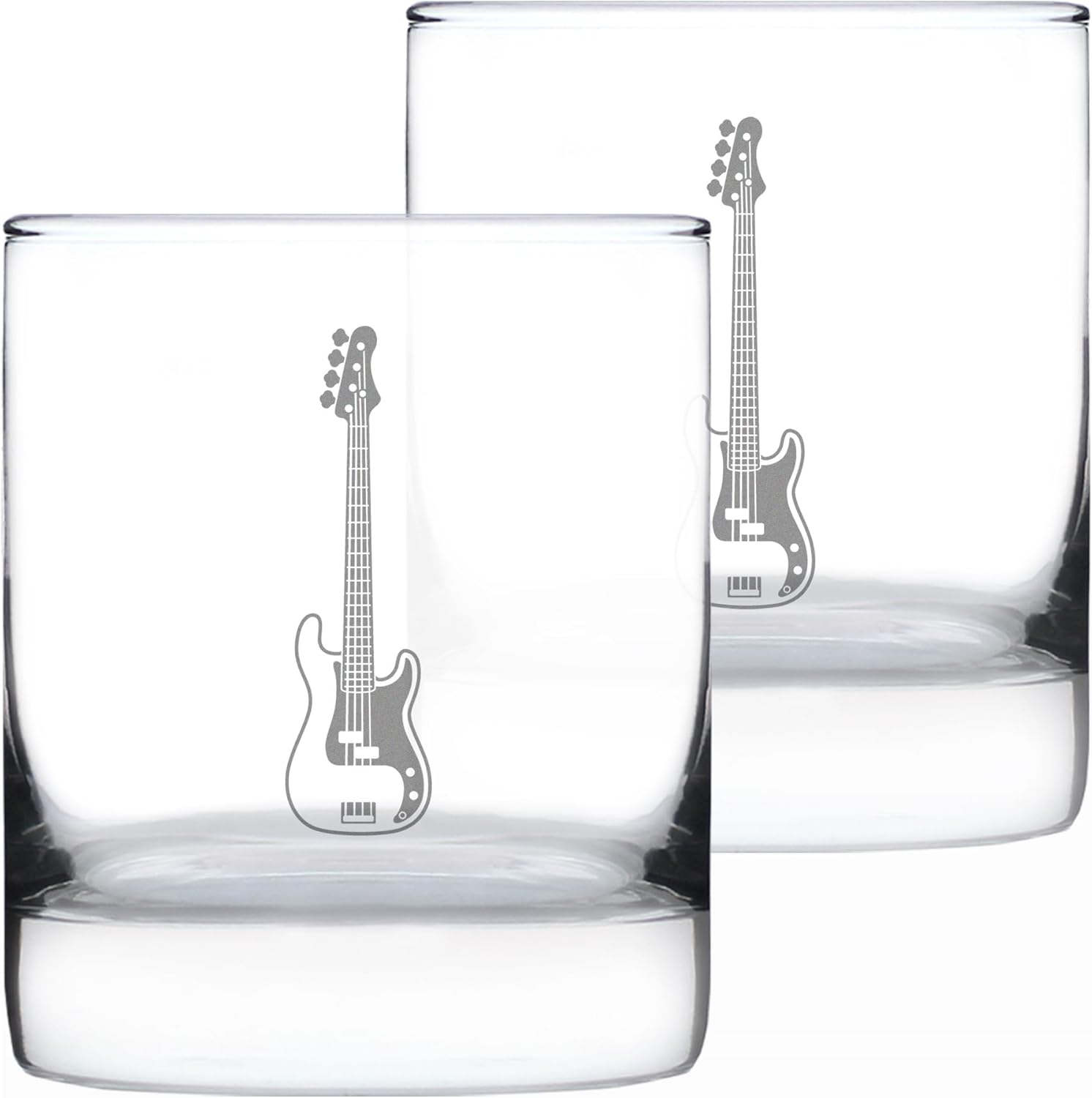 Bevvee Electric Bass Rocks Glass - Music Gifts for Bass Players, Teachers and Musical Accessories for Musicians that Play Bass Guitar - Set of 2-10.25 Oz Glasses