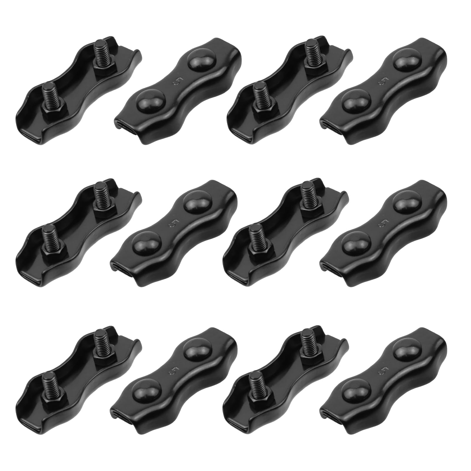 Pastlla 12 Pcs 316 Stainless Steel Duplex Wire Rope Clip, Metal Double Bolt Cable Clamp, Fit 5mm Diameter Wire Cable Rigging Hardware, for Industrial,