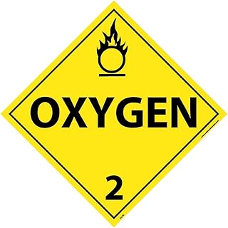 NMC DL7R National Marker Dot Placard Oxygen Sign 2, 10 3/4 Inches x 10 3/4 Inches, Rigid Plastic