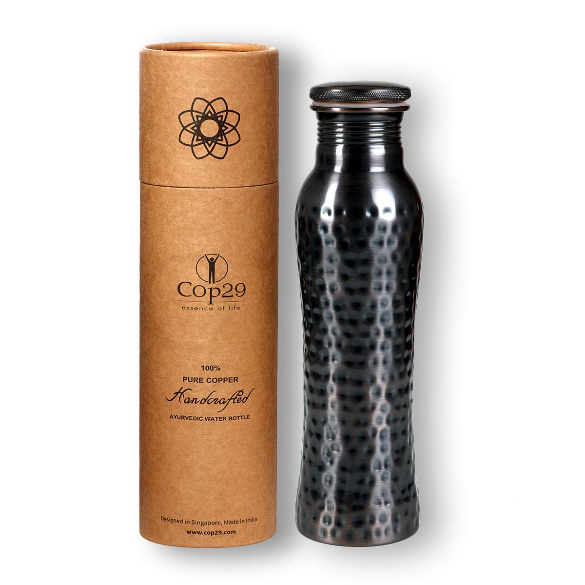 Fairy Copper Antique Hammered Water Bottle- 30oz/900ml | A Handcrafted Leak Proof Ayurvedic Pure Copper Vessel | Ideal for Hydration, Sports, Yoga & Daily Use | Enjoy the Health Benefits