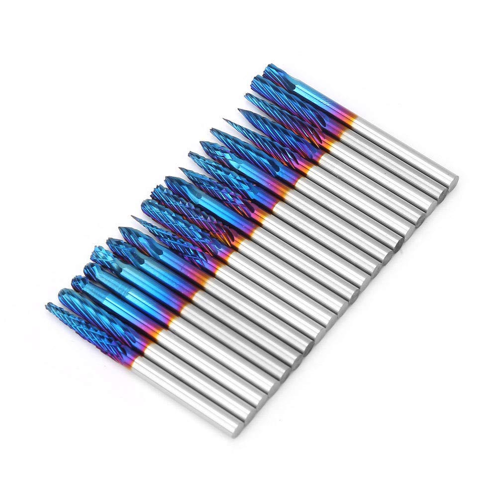 Set di frese in carburo di tungsteno da 20 pezzi, fresa a doppia scanalatura singola, utensile da taglio ad alta precisione per metallo, legno, plastica, incisione CNC, gam