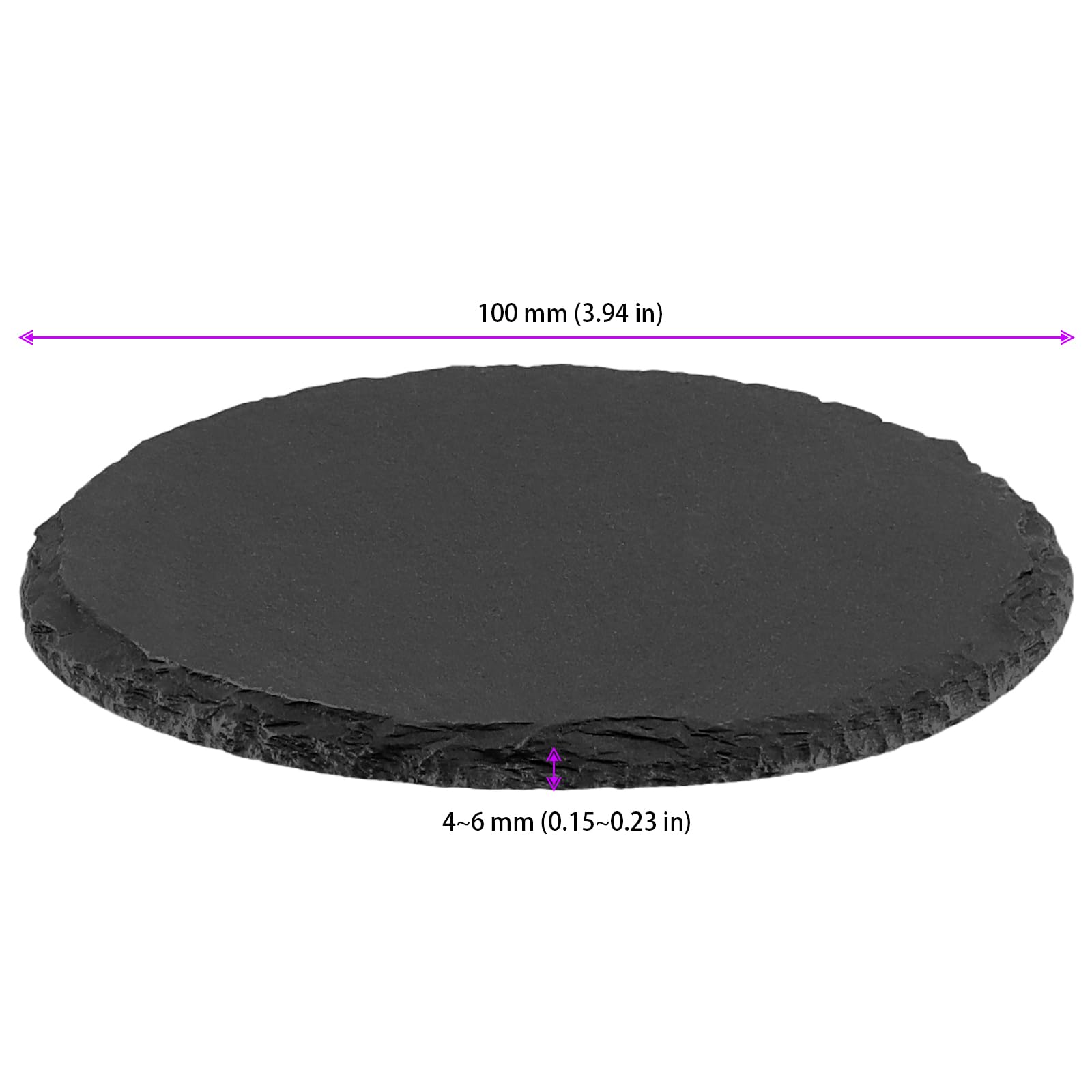 KEILEOHO Set di 30 sottobicchieri rotondi in ardesia, 10 cm, rotondi, in ardesia, per bicchieri, bicchieri in ceramica, colore nero
