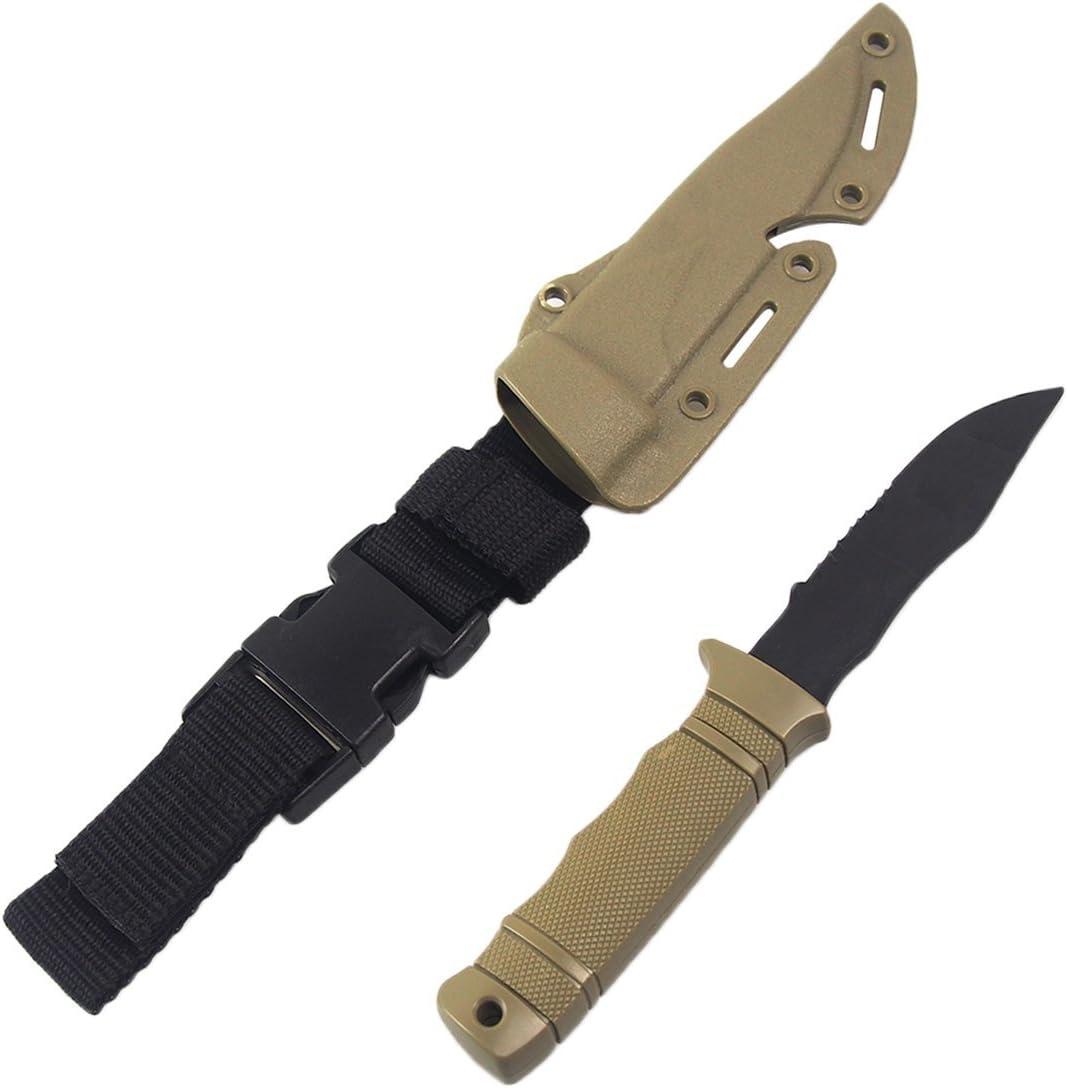 Tactical Rubber Trainer Knife Combat Bayonet with Scabbard/Sheath (Tan 1)