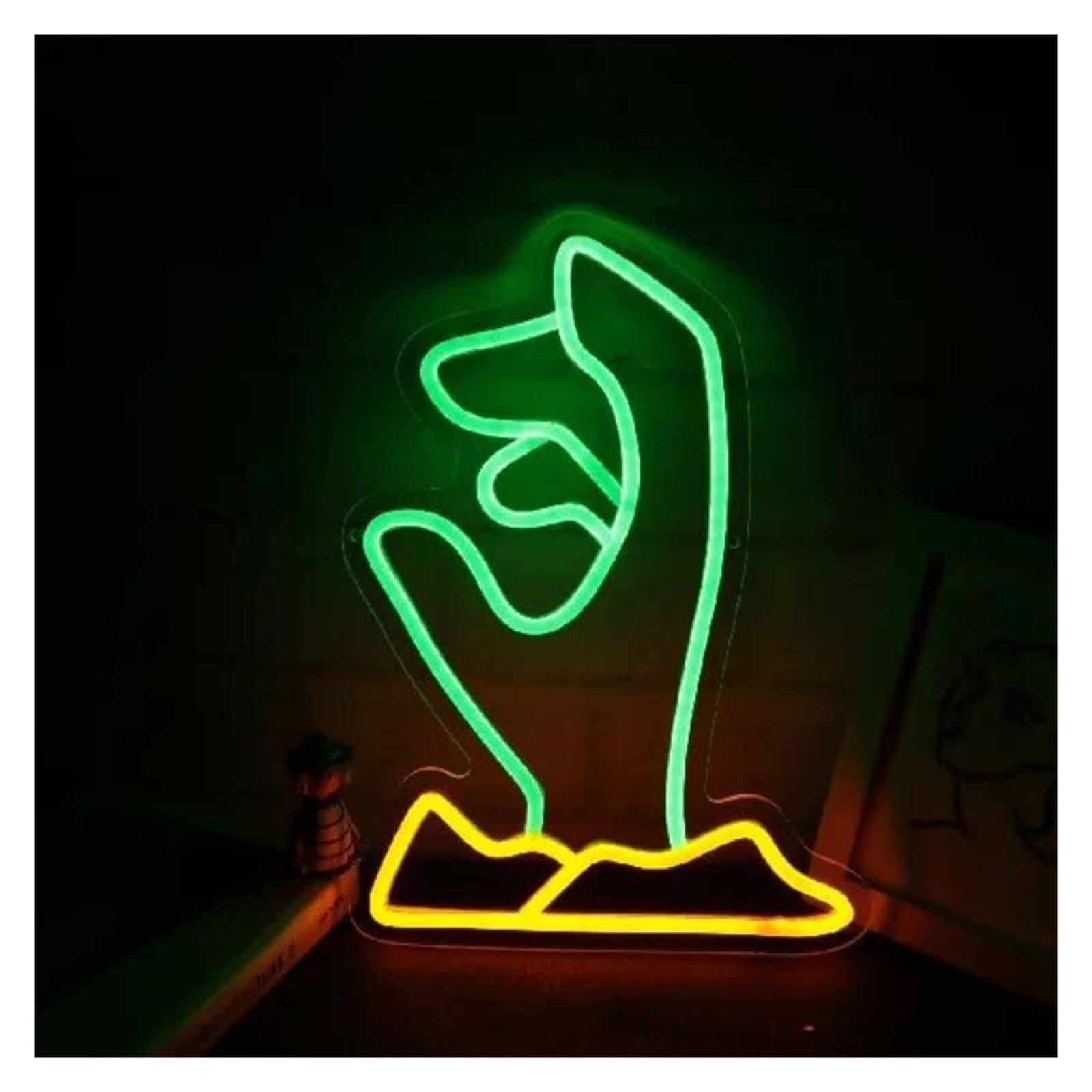 LEMST Sign Lamp Green Hand Neon, Suitable for Game Rooms, Themed Parties, Bars 35.3x25.9cm